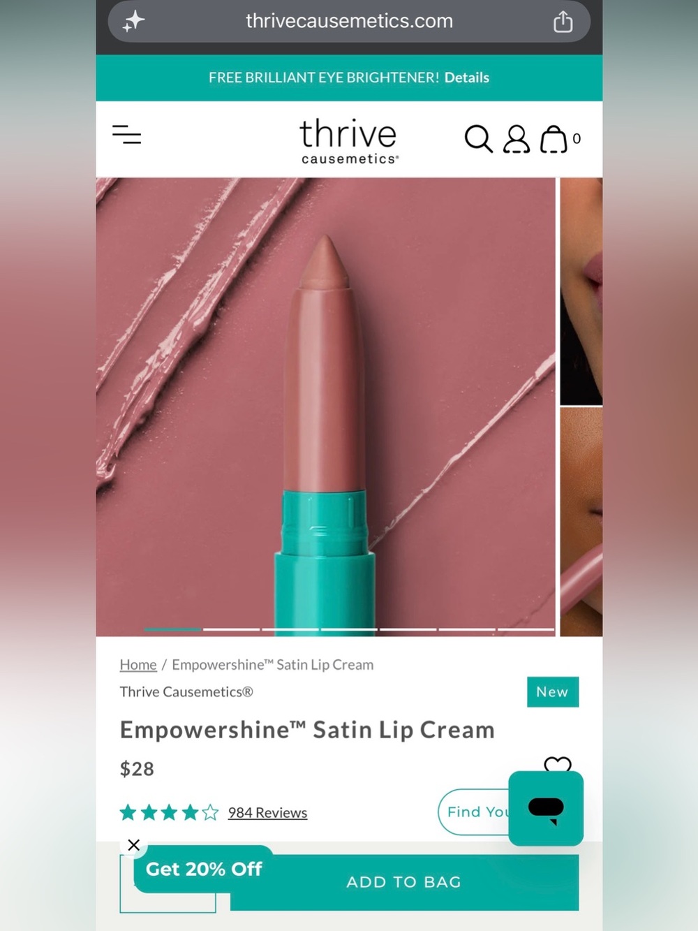 Thrive Causemetics Empowershine Satin Lip Cream — Ilene Natural Rose Mauve - Picture 2 of 5